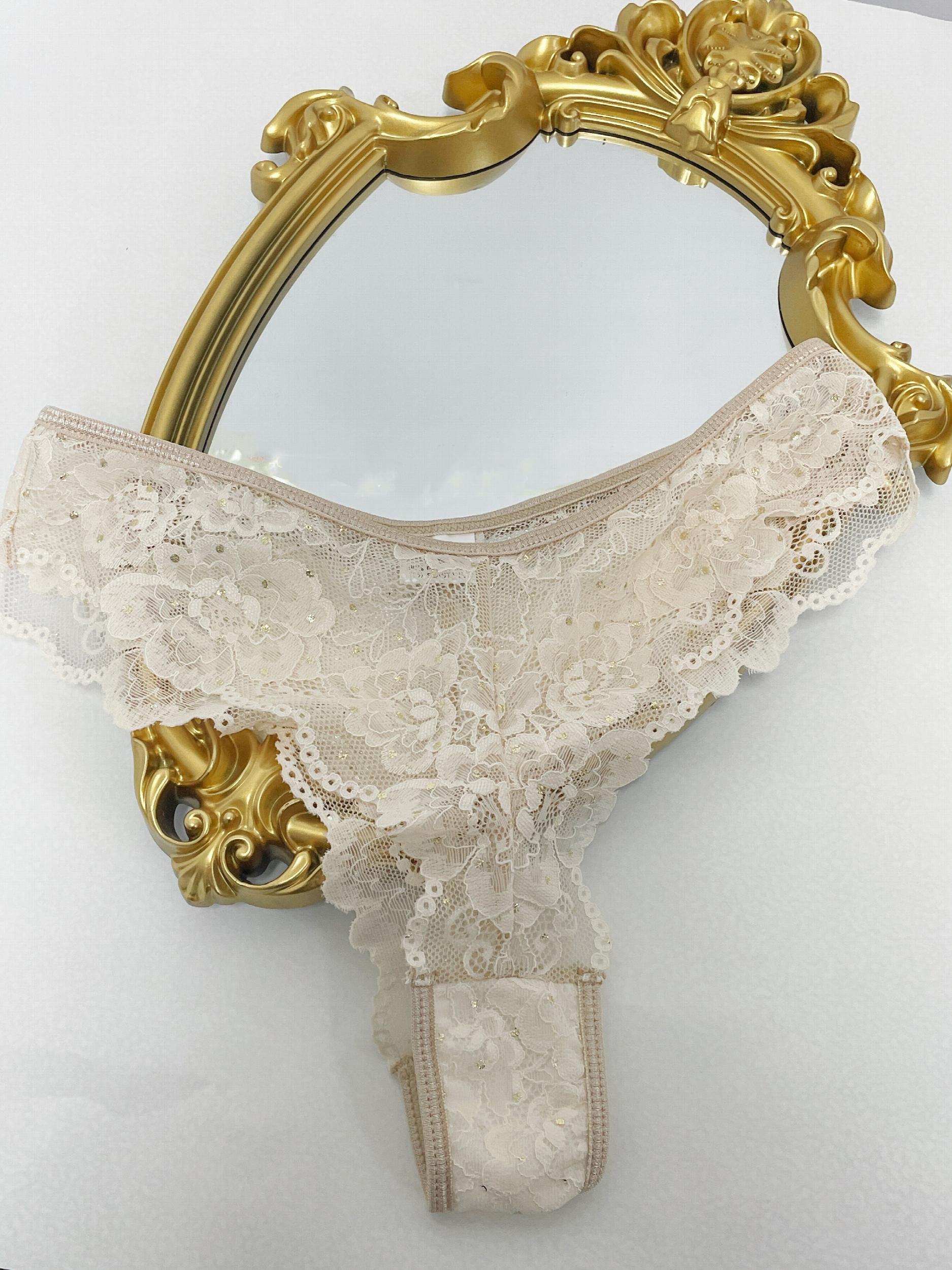 Floral Lace Thongs Sexy Semi sheer Scallop Trim Panties