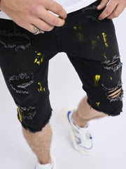 Mens Ripped Denim Shorts Street Style Stretchy Casual Summer Shorts