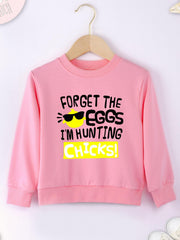 Girls Fun Print Crew Neck Sweatshirt Tops - Spring Fall Outfits