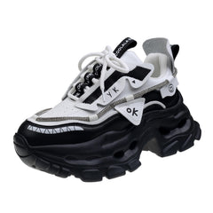 Chunky Rhinestone Platform Lace Up Walking Shoes
