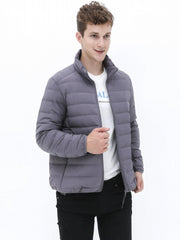 Men's Lightweight Puffer Jacket Stand Collar Outwear for Fall Winter