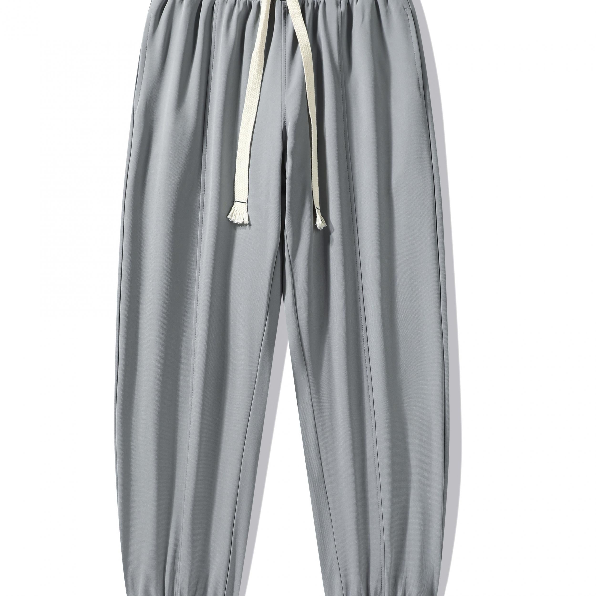 Men's Drawstring Plain Loose Jogger Pants Comfy Casual Light Trousers