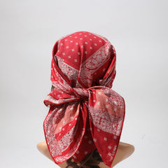 Geometric Paisley Print Bandana Boho Satin Square Scarf Headband