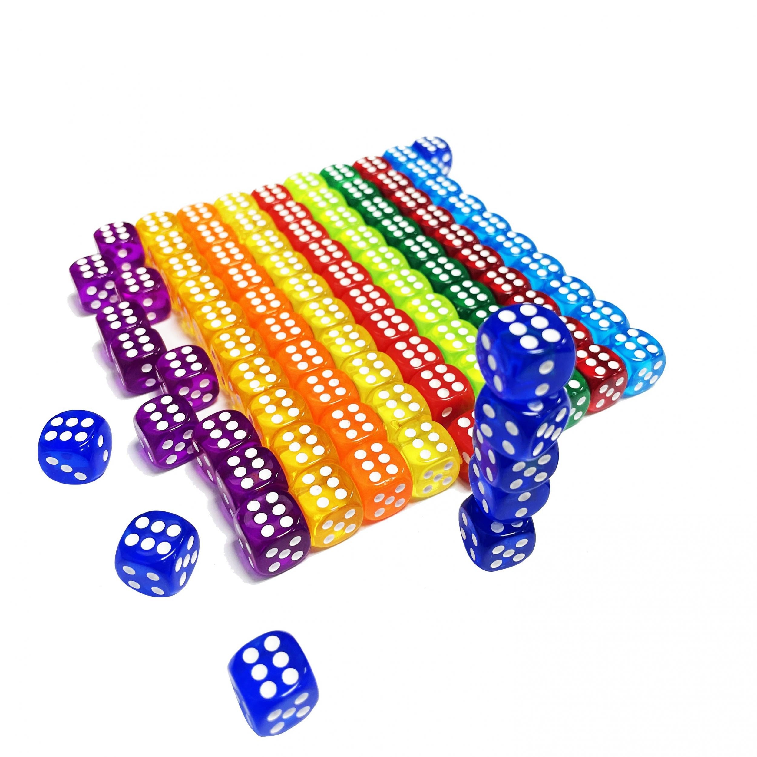 12mm Translucent Game Dices for Table Board Game - Set of 6