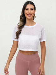 Semi Sheer Sexy Sports Running T Shirt Solid Summer Sports Tee