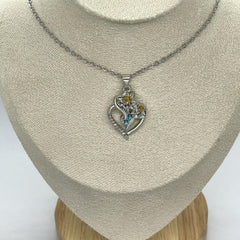 Heart shaped Lily Rhinestone Pendant Necklace For Women