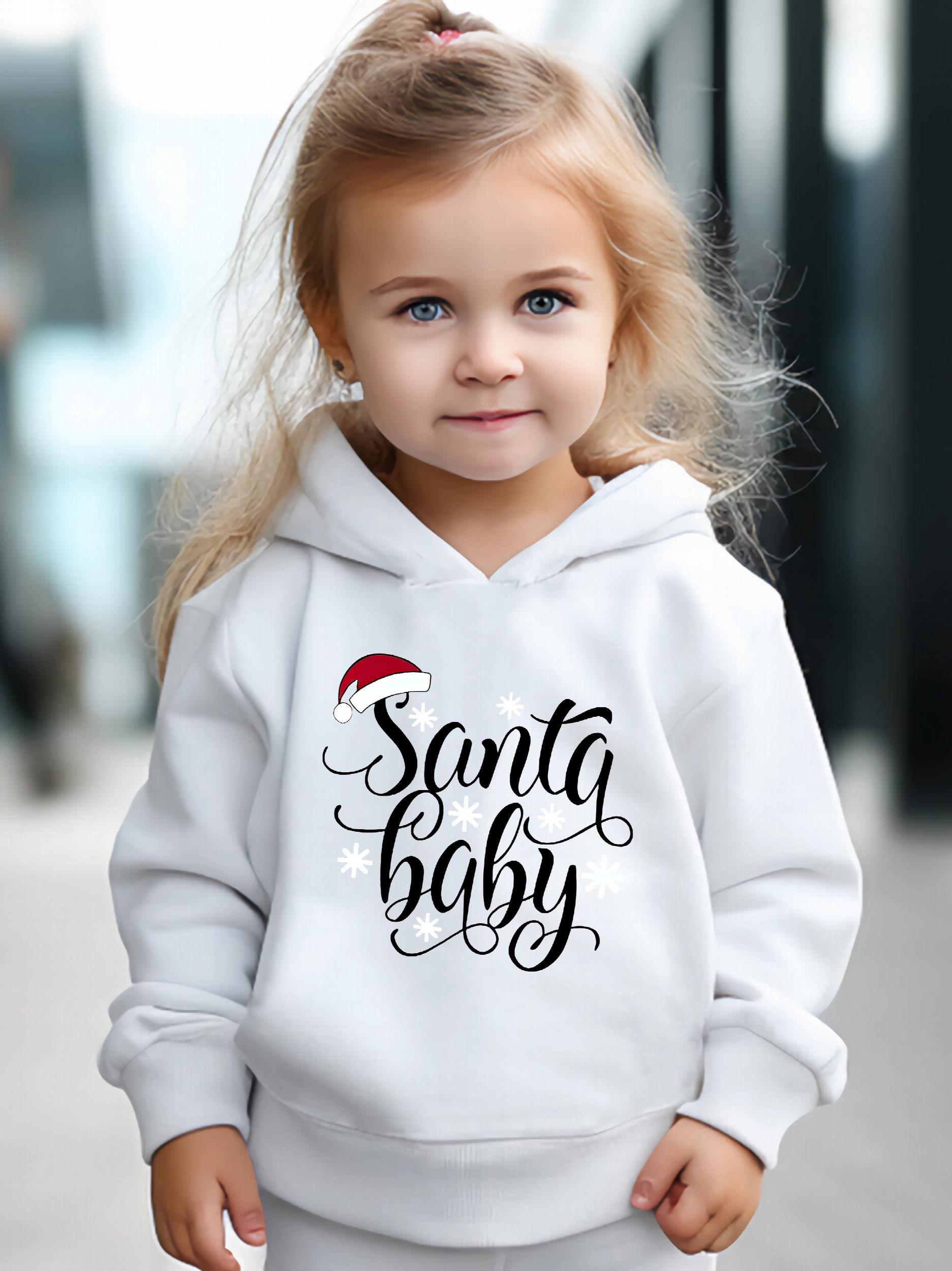 Cartoon Santa Baby Hooded Sweatshirt & Sweatpants Set for Girls