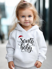 Cartoon Santa Baby Hooded Sweatshirt & Sweatpants Set for Girls