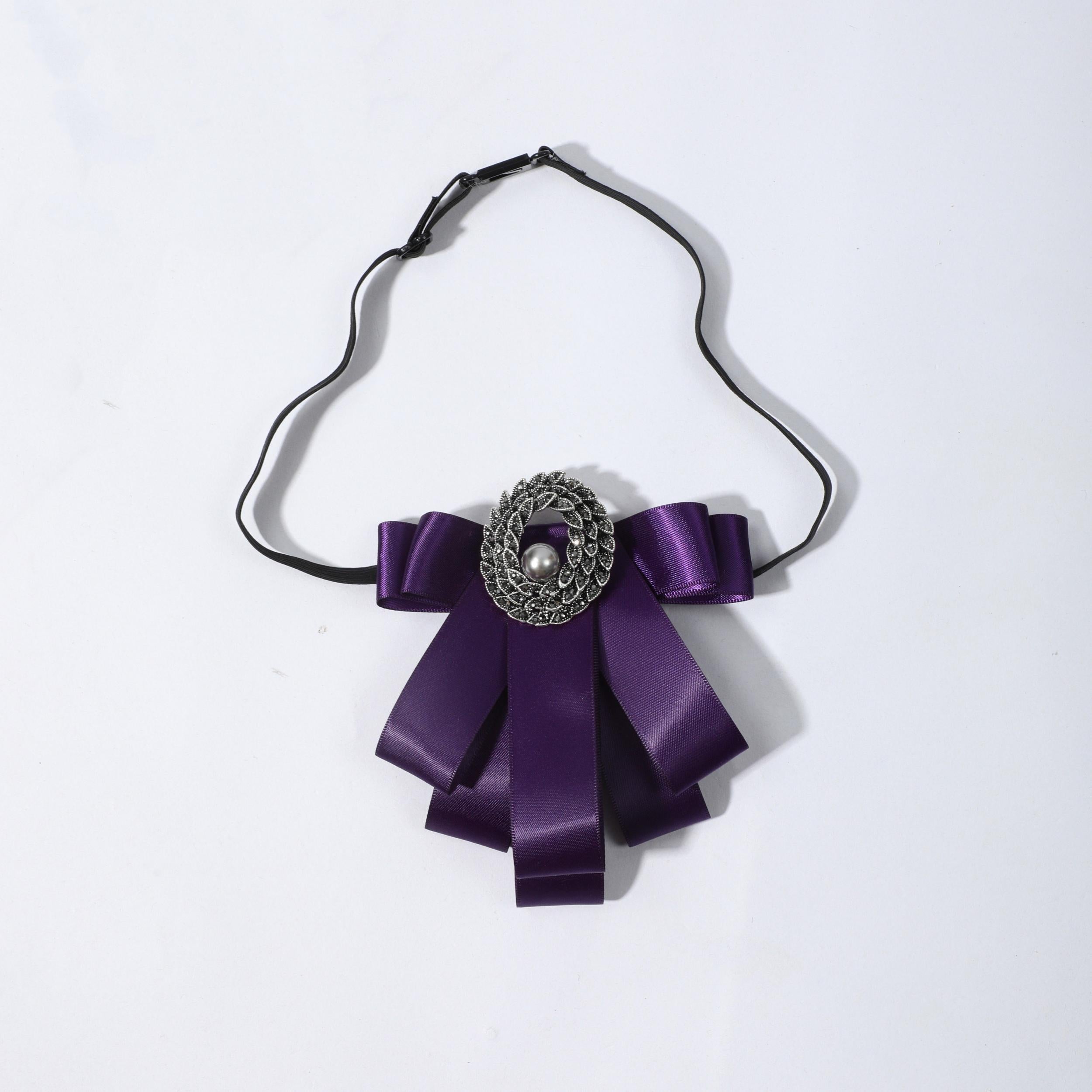 Elegant Diamond Bow Tie with Pearl Inlay