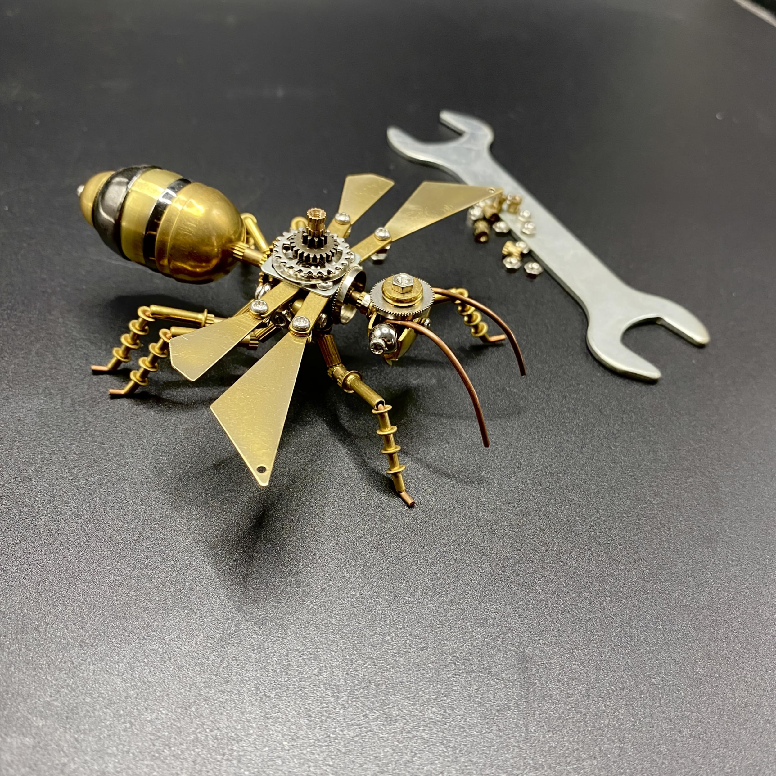 Steam Punk Mechanical Ant 3D Puzzle Golden Metal Insect Model Kit