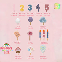 Wooden Birthday Cake Playset for Kids - Includes Candles, Cupcakes, Numbers