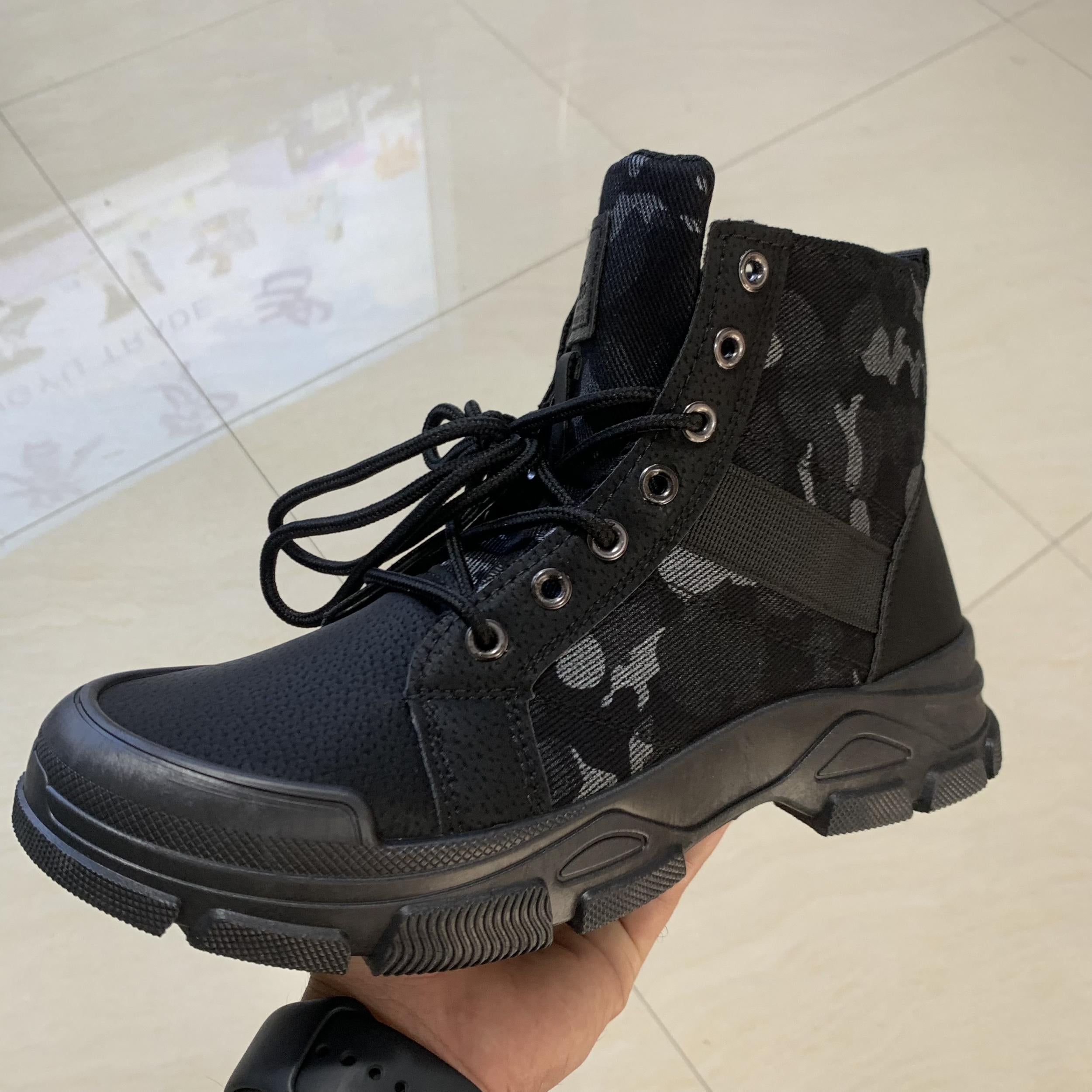 Men's Camo Tactical Boots for Outdoor Hiking - Wear Resistant Combat Boots