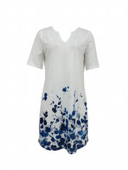 Floral Print Dress Casual V Neck Short Sleeve Dress Women's Clothing