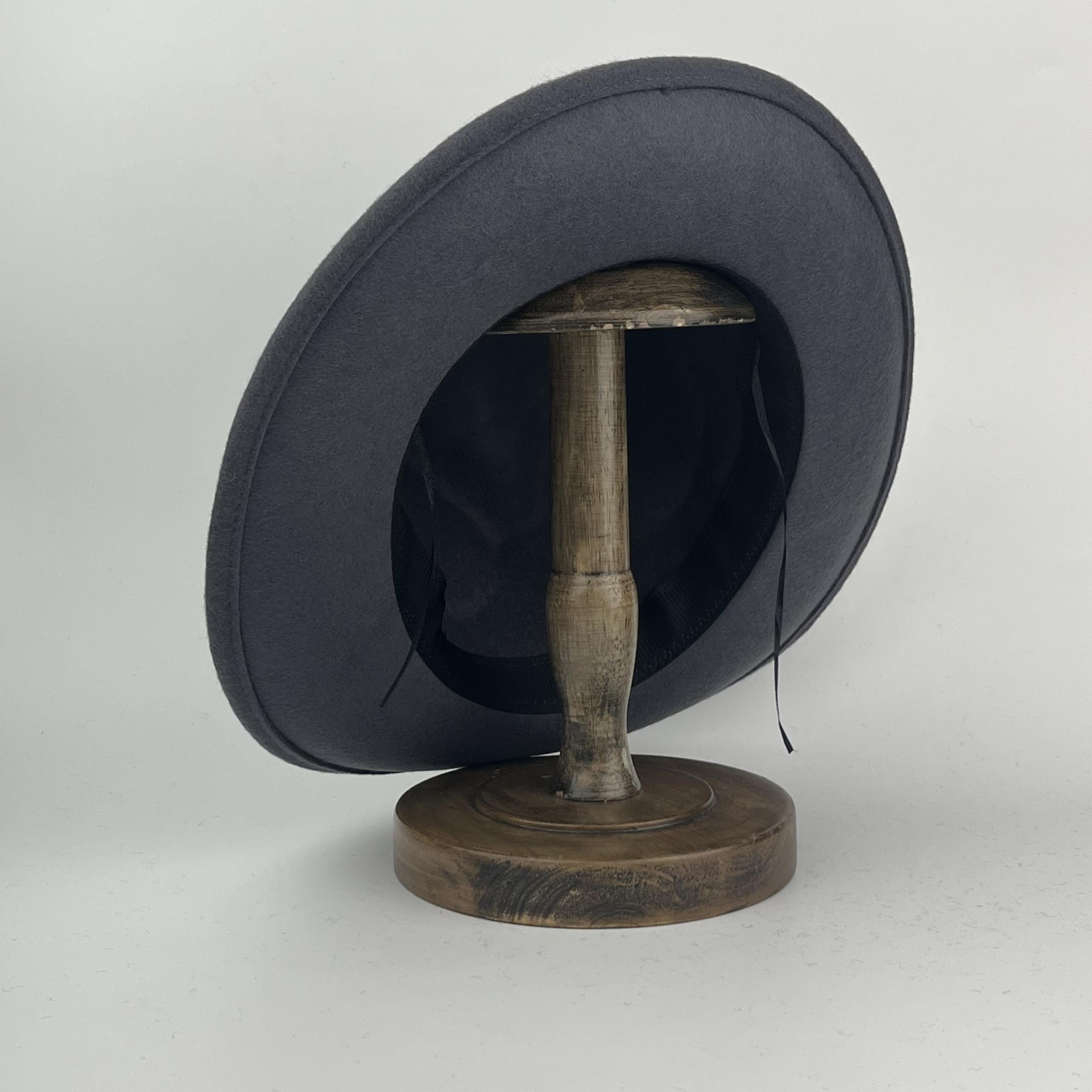 Gray Jazz Hat With Bow Band Wool Top Hat Men Women