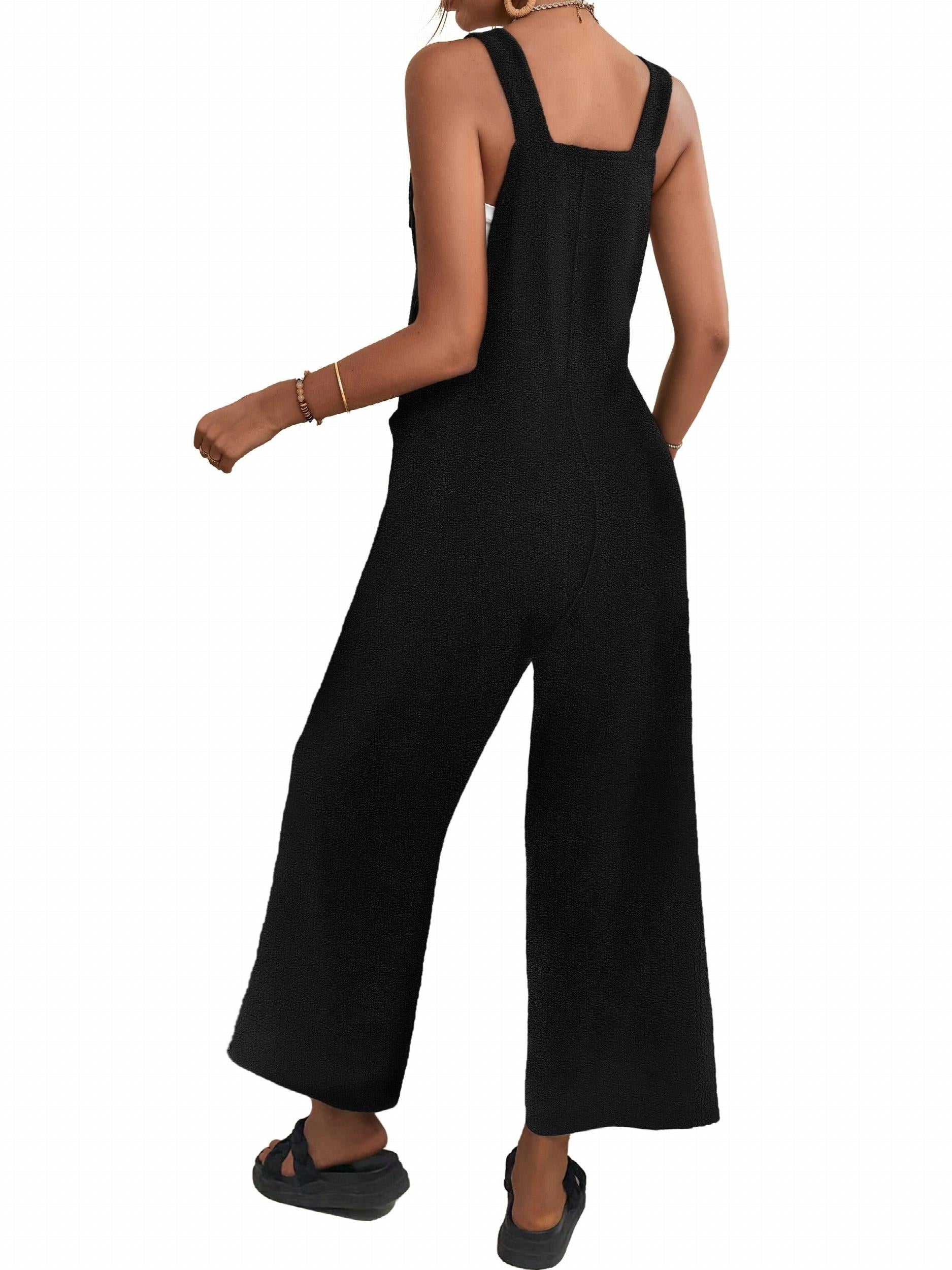 Solid Wide Leg Jumpsuit Knot Front Overall