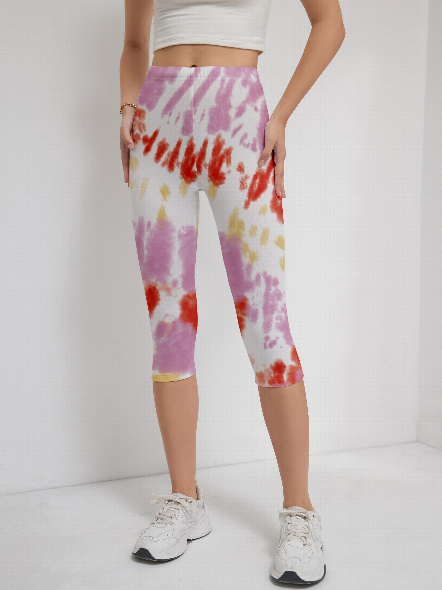 Tie Dye Print Cropped Leggings Skinny Casual Leggings