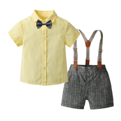Boys Outfit Suspender Shorts & Shirt Short Sleeves Casual Summer Kids Clothes