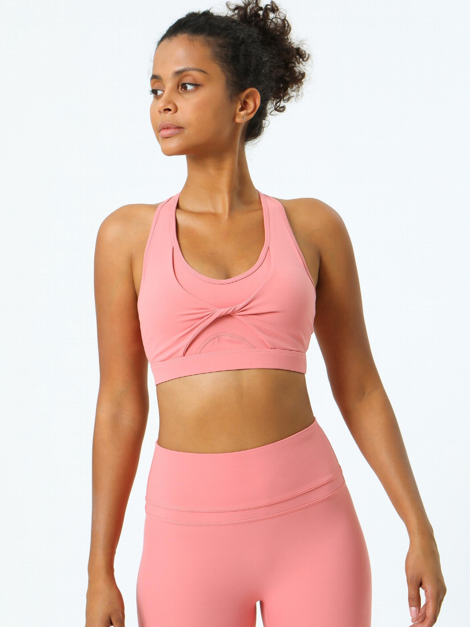 Women's Sports Yoga Tank Bra Scoop Neck Stretchy Solid Sports Bra