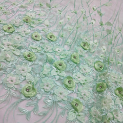 1pc Florals Rhinestones Lace Applique Pearls Embroidery Couture Net Lace Fabrics