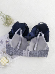 2 Pack Plus Size Casual Bras Set Women's Plus Bow Knot Underwire Full Coverage