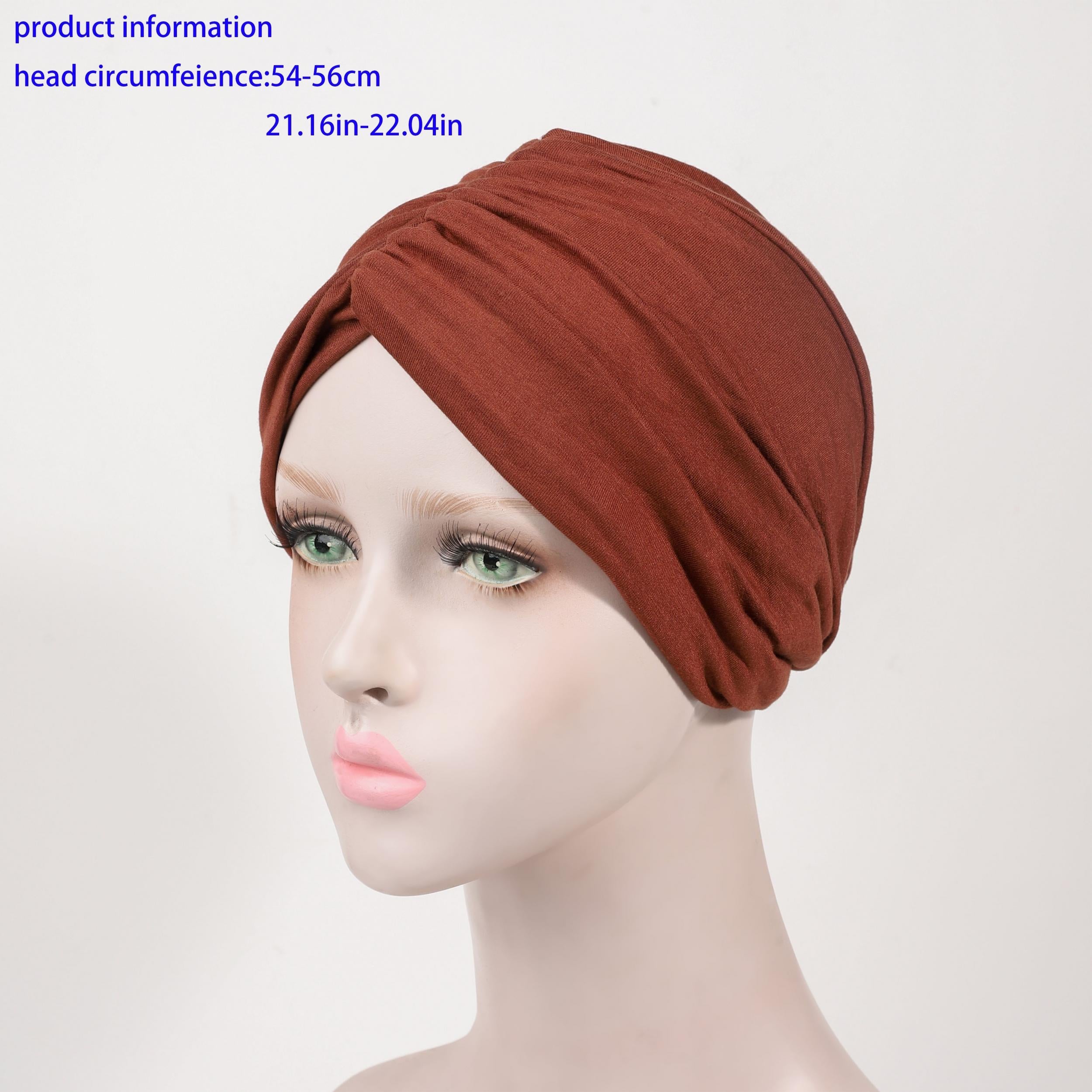 Double Layer Twist Turban Cap Solid Head Wrap Elastic Bonnet Lightweight Beanie