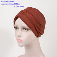 Double Layer Twist Turban Cap Solid Head Wrap Elastic Bonnet Lightweight Beanie