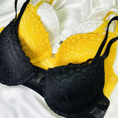 3pcs Lace Push Up Bras Front Buckle Bra Women's Lingerie