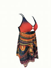 Women's Plus Graphic Print Tank Top Swimsuit Set