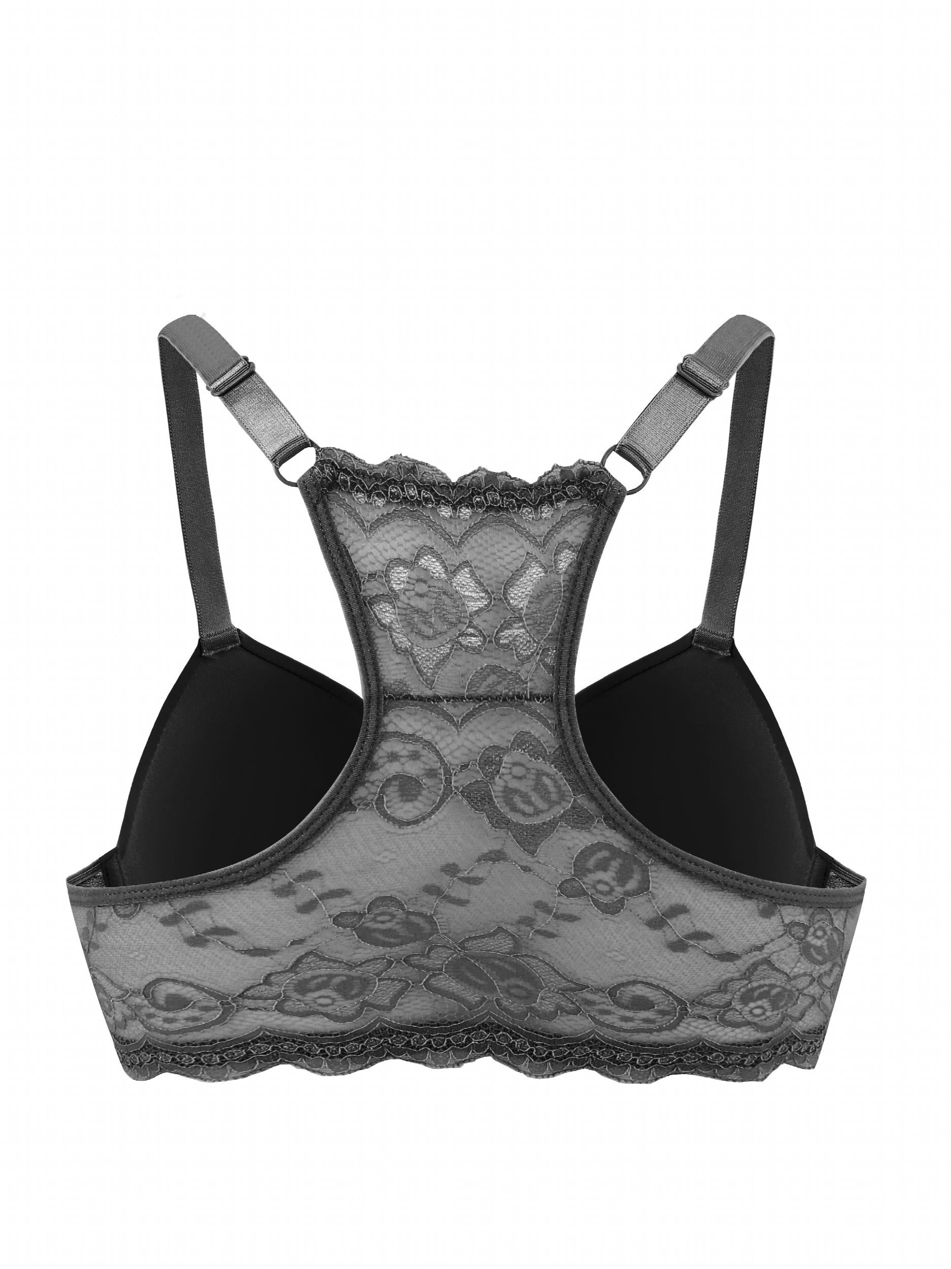 Front Closure Racer Back Padded T shirt Bralette