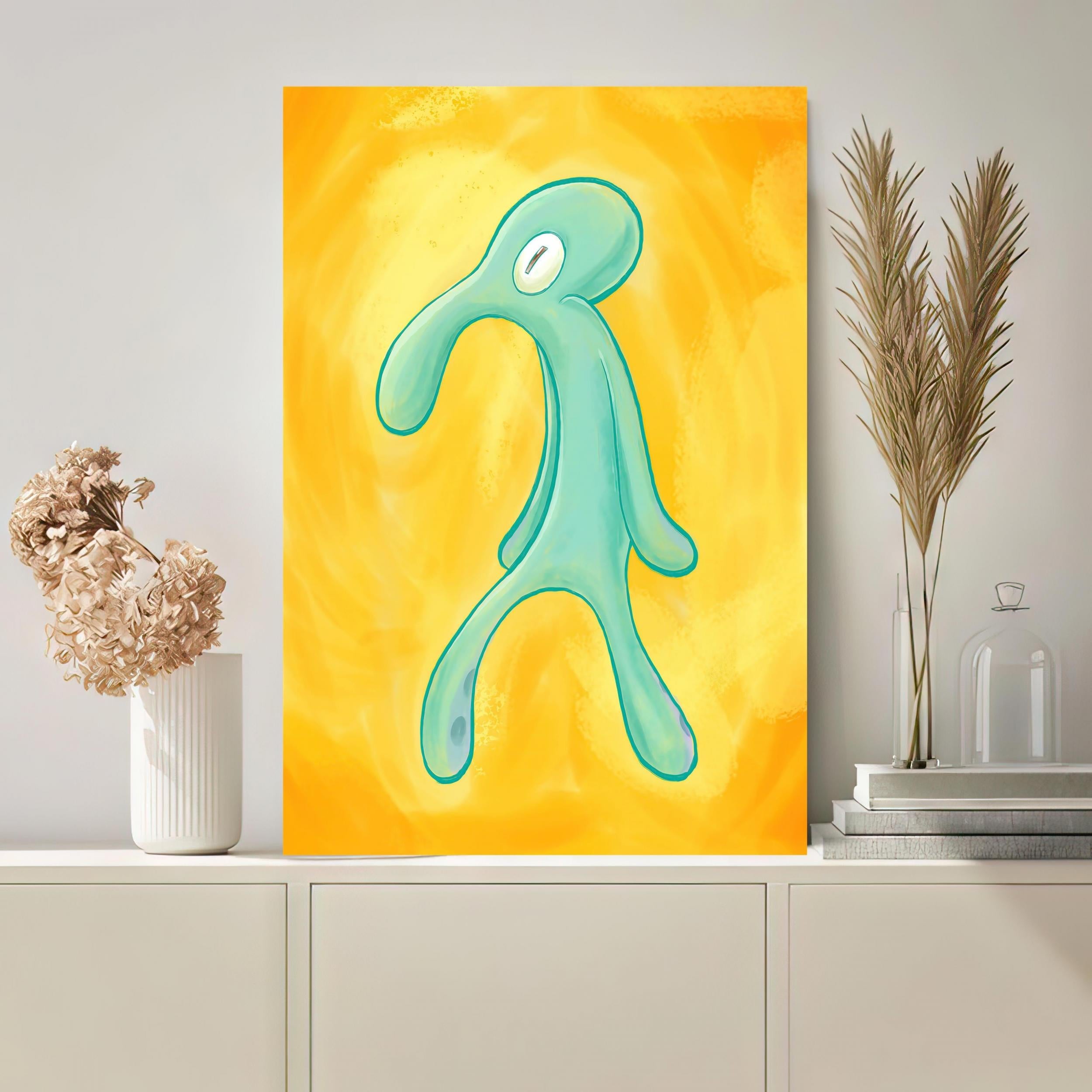 Squid Painting Print Abstract Wall Art Canvas Poster