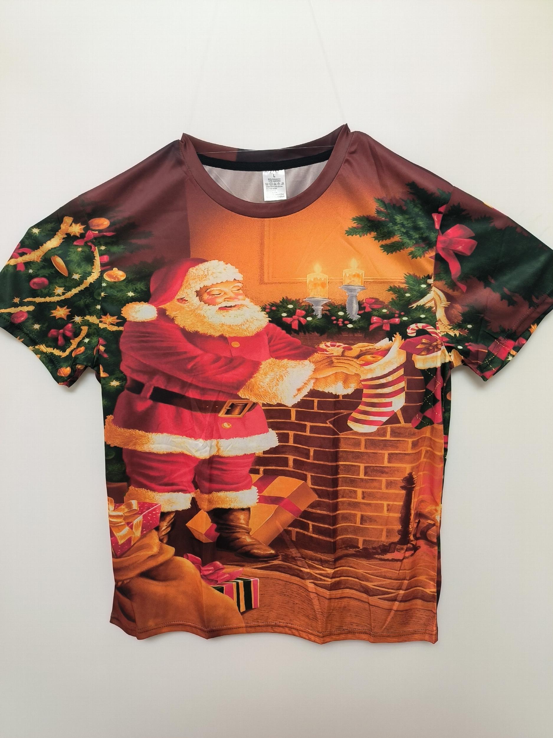 Santa Claus Print Men's Short Sleeve T Shirt Autumn Tee