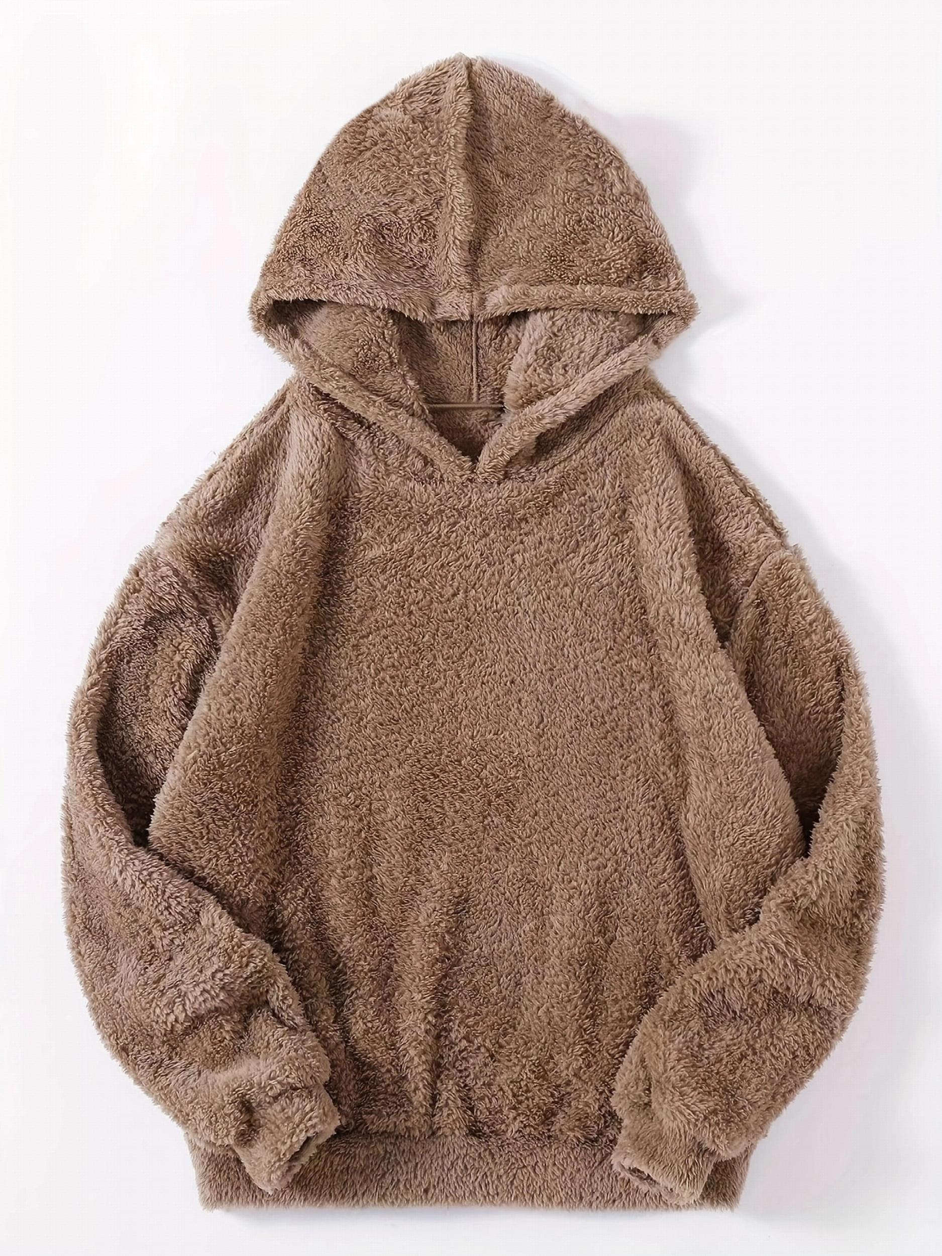 Women's Plus Size Hooded Fuzzy Fleece Lounge Top