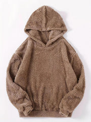 Women's Plus Size Hooded Fuzzy Fleece Lounge Top