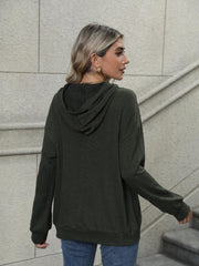 Solid Drop Shoulder Hoodie Long Sleeve Women's Sweatshirt