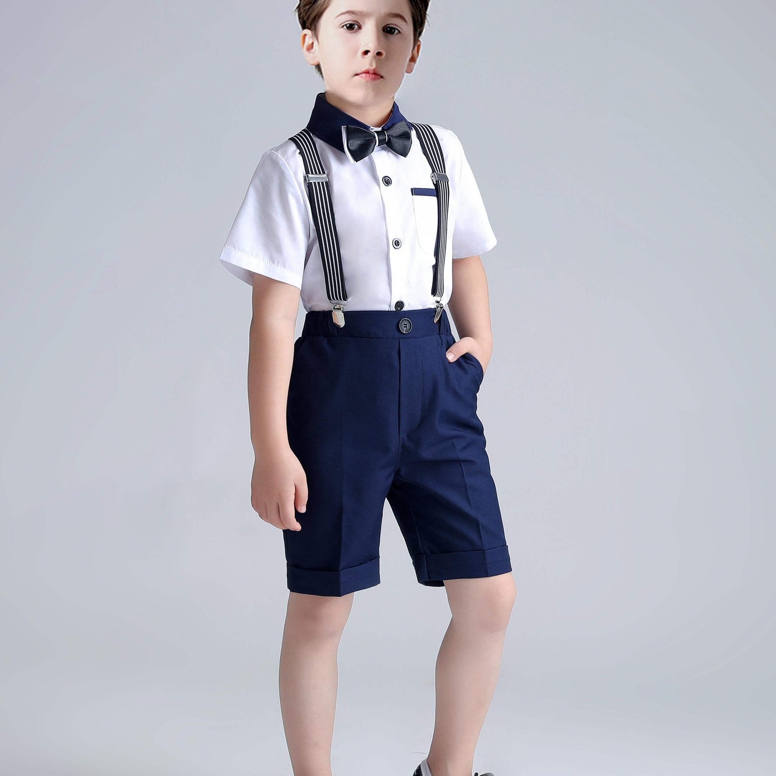 Summer Boy's Gentleman Style Suit Set with Bow Tie