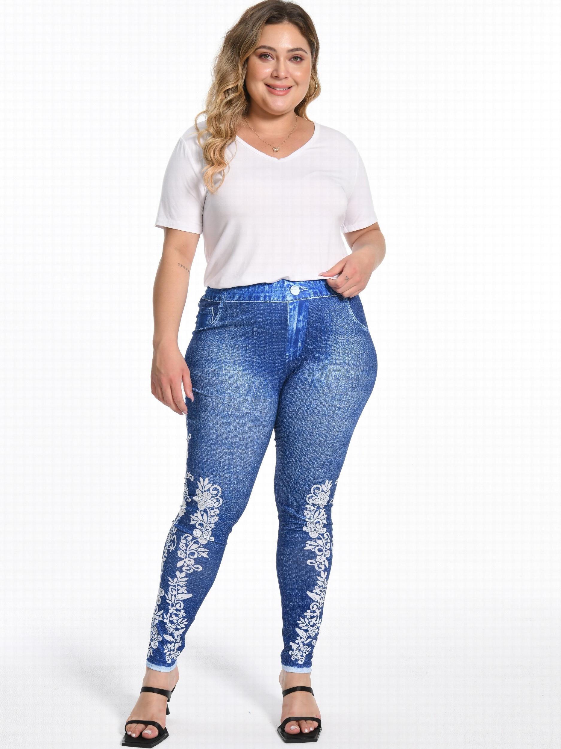Floral Print High Rise Leggings Women's Plus Casual Skinny Pants