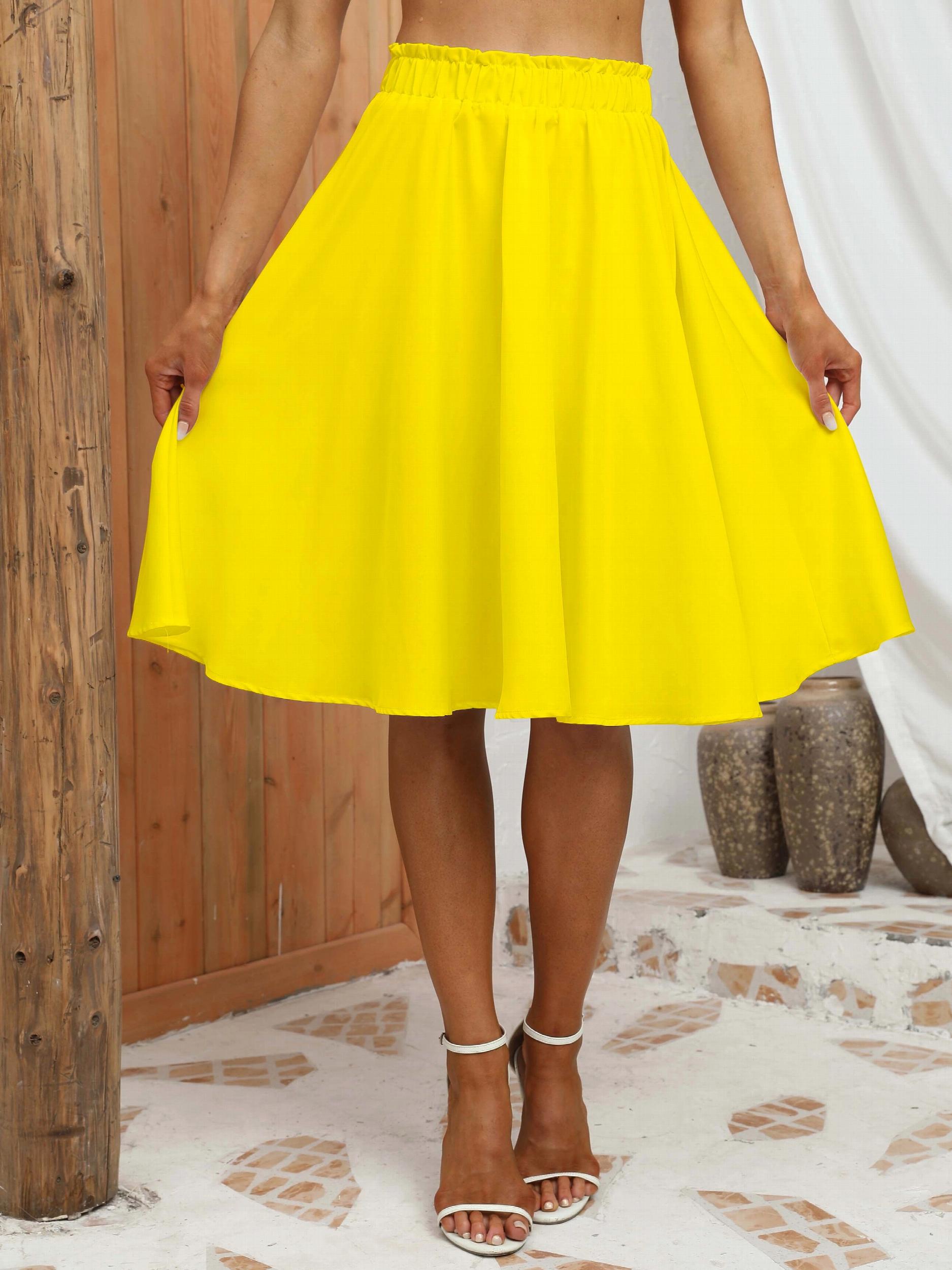 High Waist Summer Skirts Solid Color Women's Clothing