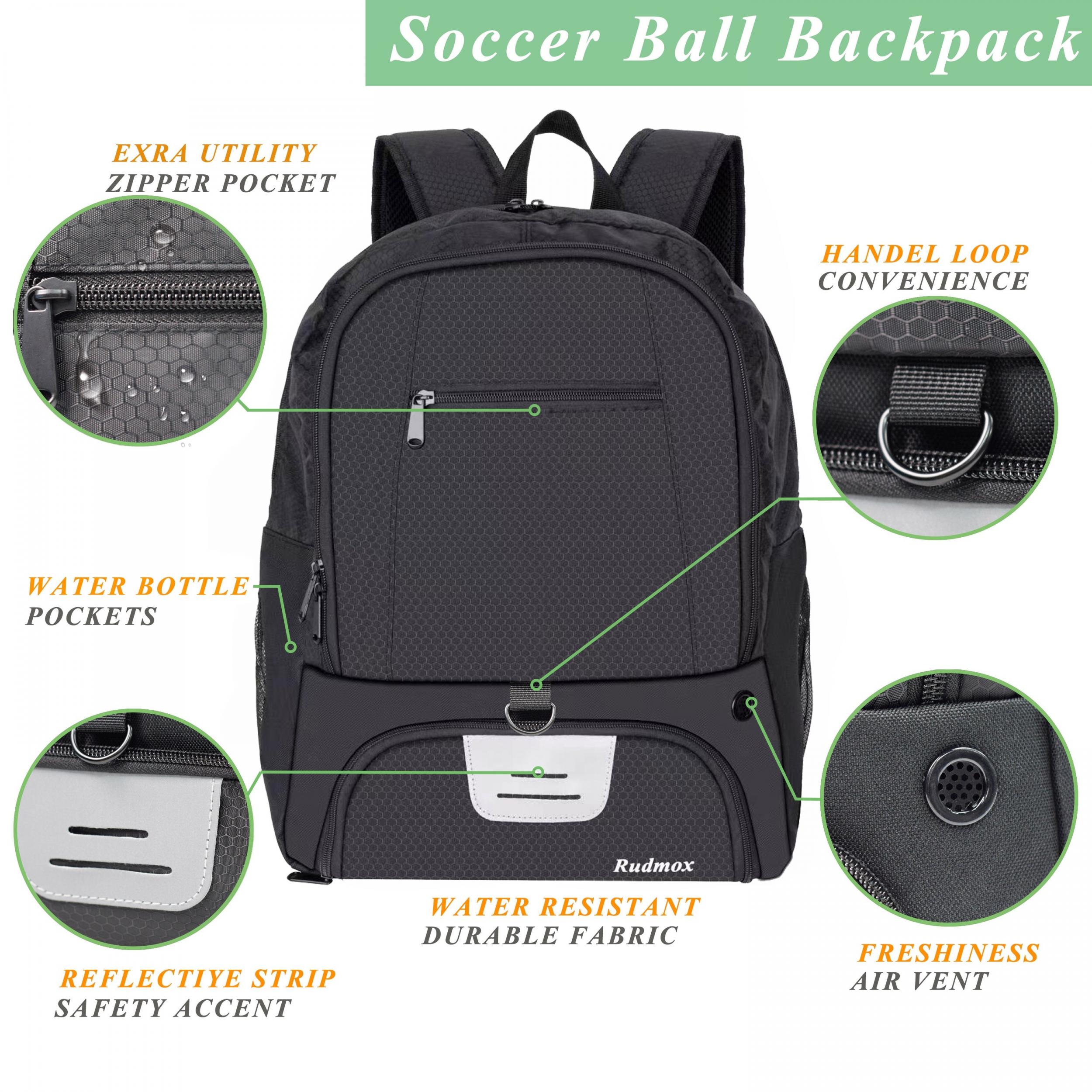 Youth Soccer Ball Bag Backpack with Shoe Compartment
