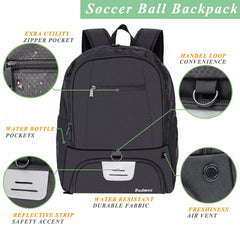 Youth Soccer Ball Bag Backpack with Shoe Compartment