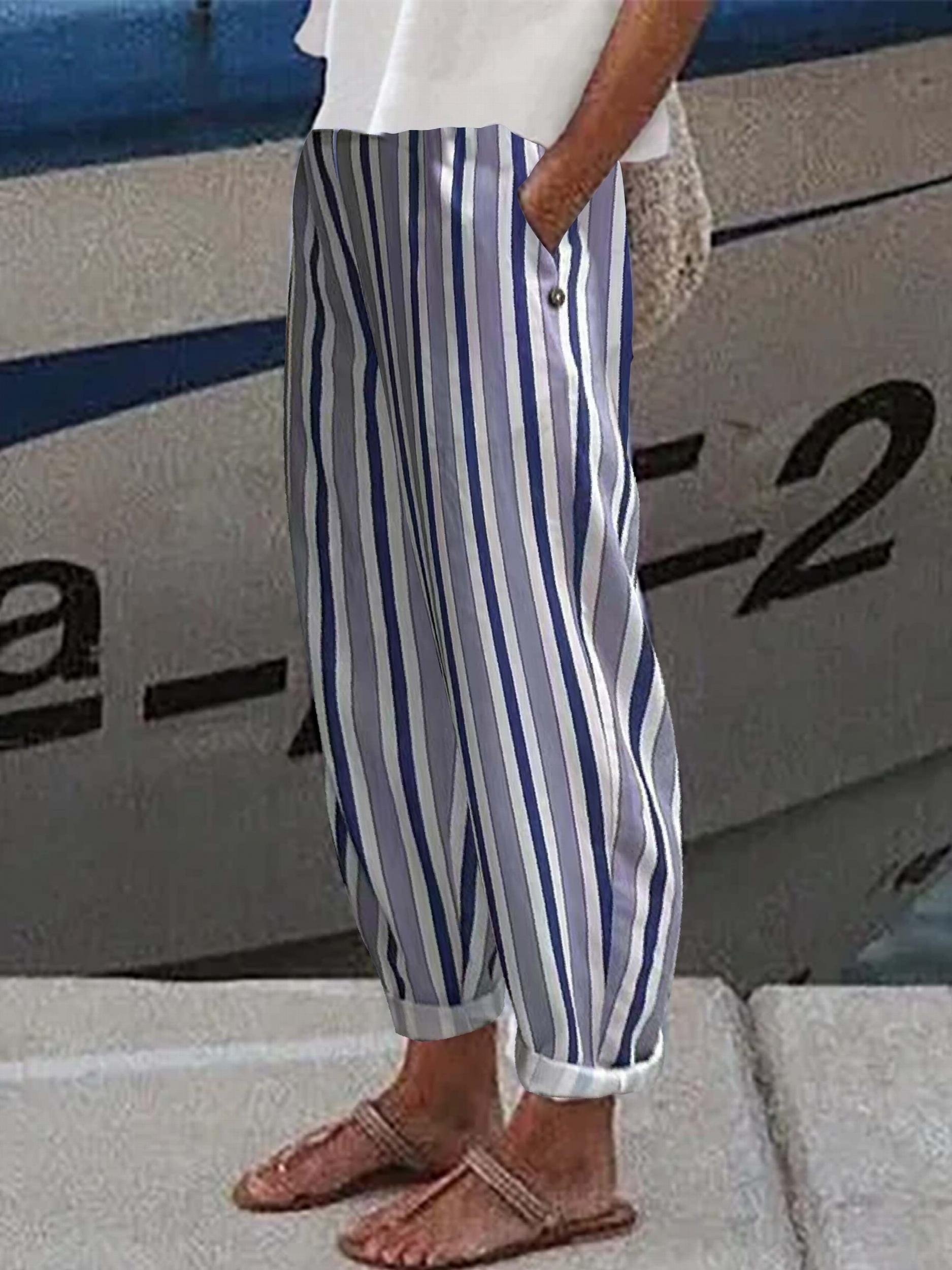 Striped Gym Fitness Pants Women's Athleisure