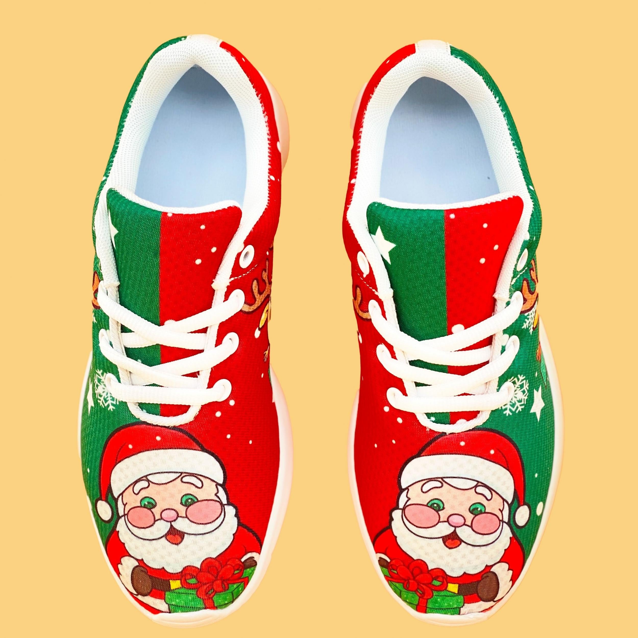 Christmas Cartoon Print Non slip Women's Sneakers