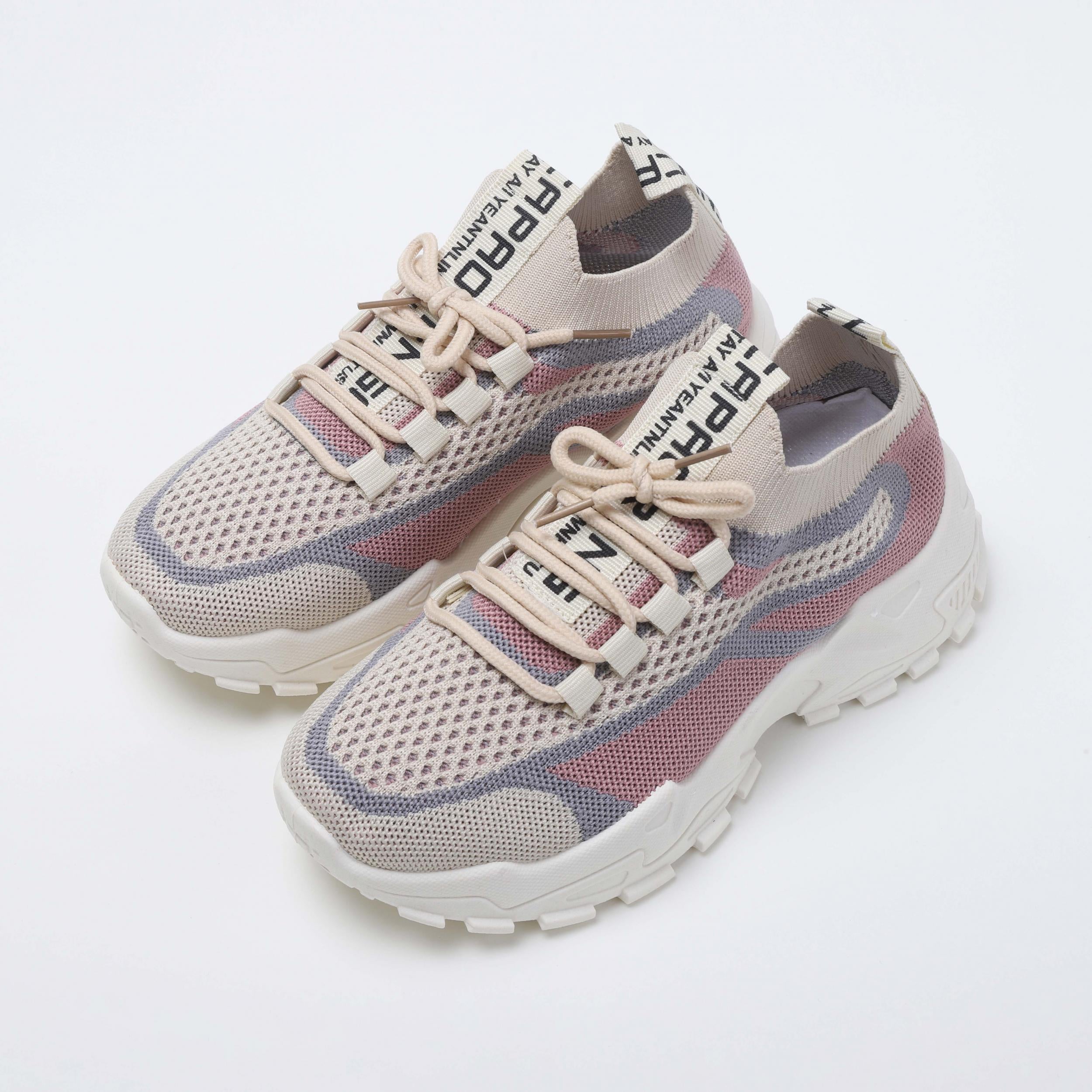 Women's Breathable Knit Platform Sneakers Casual Lace Up Outdoor Shoes