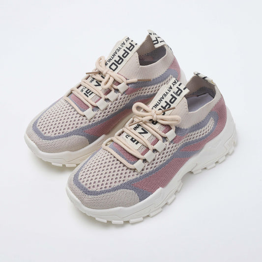 Women's Breathable Knit Platform Sneakers Casual Lace Up Outdoor Shoes