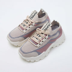 Women's Breathable Knit Platform Sneakers Casual Lace Up Outdoor Shoes