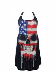 Halloween Casual Cami Dress Women's Plus Skull & Flag Print Ring Decor