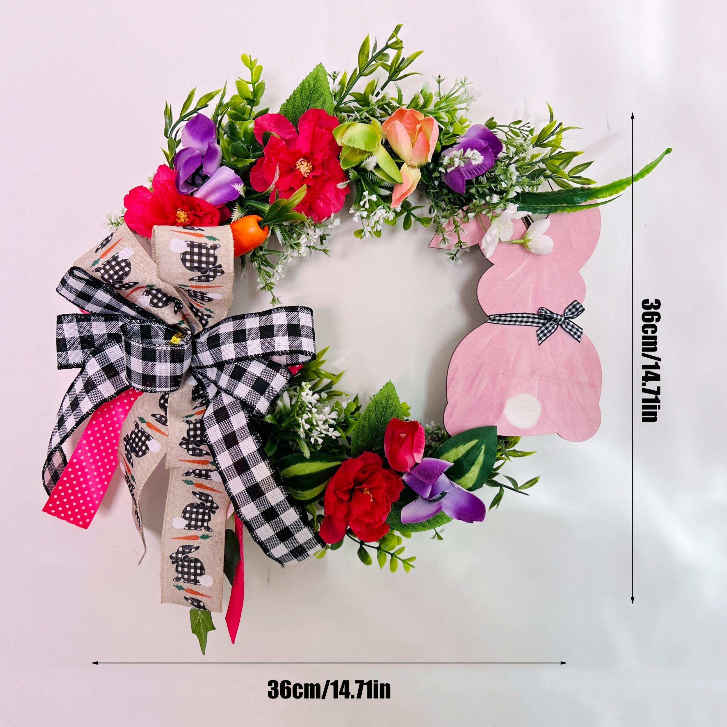 Rabbit Wooden Vine Wreath Sign Spring Outdoor Decoration