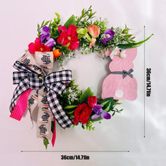 Rabbit Wooden Vine Wreath Sign Spring Outdoor Decoration