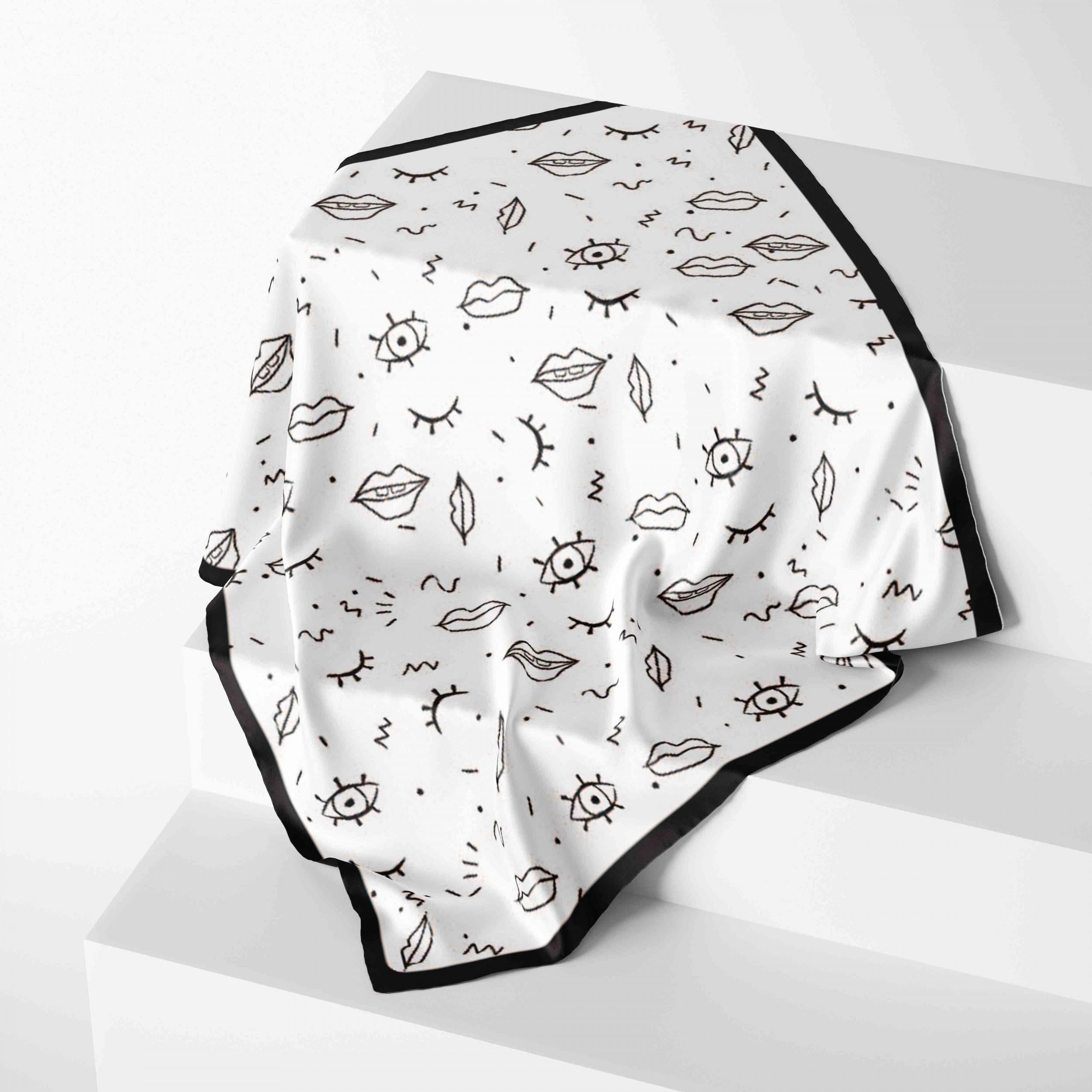 Eyes Lips Print Bandana Hip Hop Square Scarf Headband Casual Handkerchief