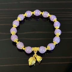 Purple Lotus Bead Bracelet - Ideal Gift for Her