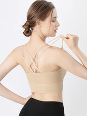 Breathable Push Up Sports Bra with Cross Shoulder Strap
